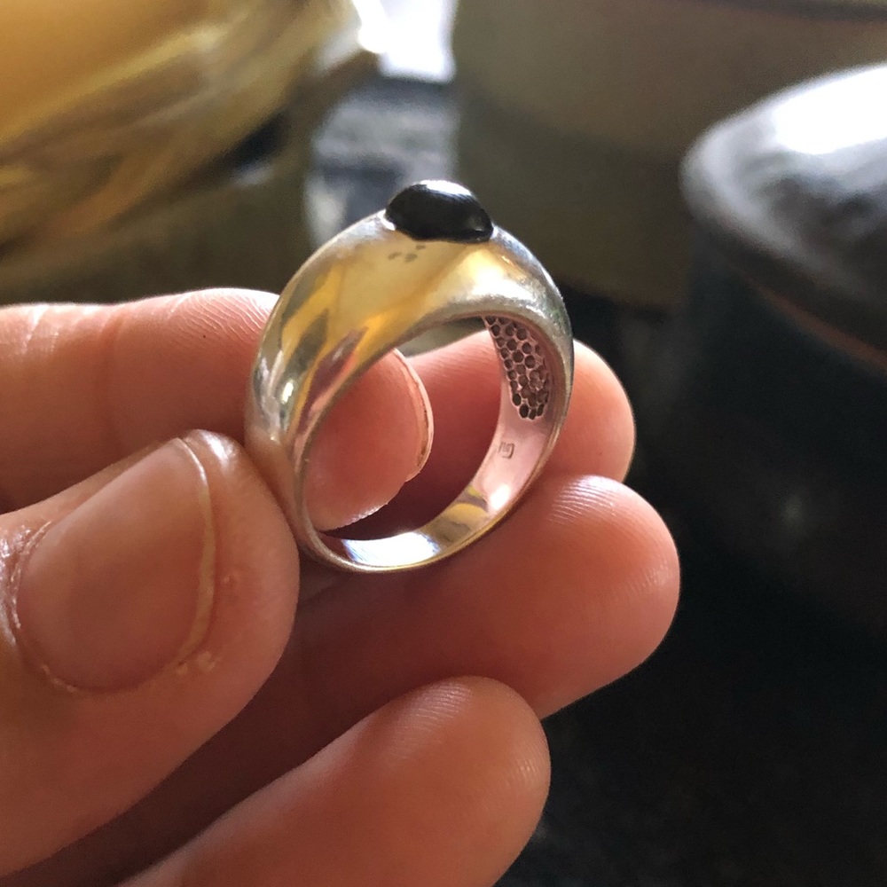 Vintage sterling silver and black onyx ring